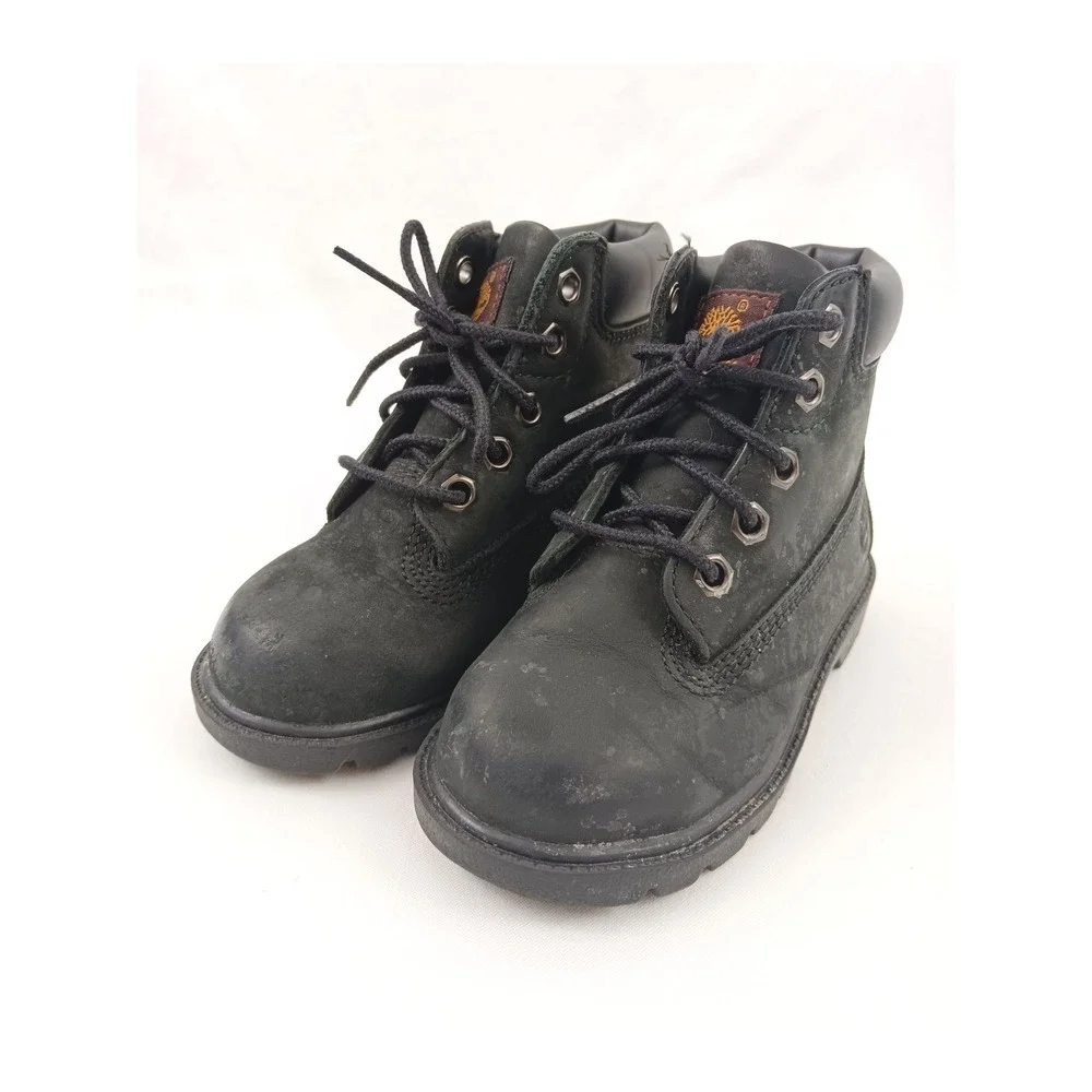 Kids Black Timberland Lace Up Ankle‎ Boots Size 8